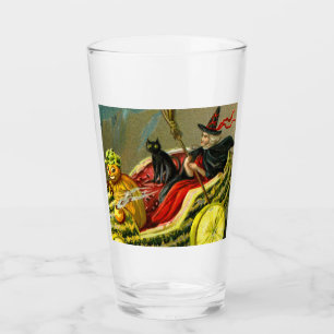 Halloween zwarte kat en heks Glas