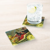  Halloween zwarte kat en heks Glazen Onderzetter (Schuin)