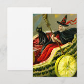  Halloween zwarte kat en heks Informatiekaartje (Voorkant / Achterkant)