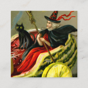  Halloween zwarte kat en heks Informatiekaartje