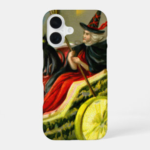 Halloween zwarte kat en heks iPhone 16 Hoesje