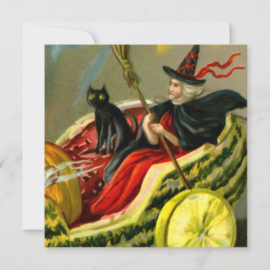 Halloween zwarte kat en heks Kaart (Voorkant)