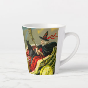 Halloween zwarte kat en heks Latte Mok
