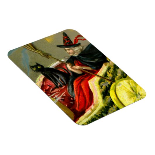 Halloween zwarte kat en heks Magneet (Rechterzijde)