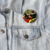 Halloween zwarte kat en heks Ronde Button 5,7 Cm (In situ)