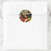 Halloween zwarte kat en heks Ronde Sticker (Tas)