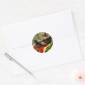 Halloween zwarte kat en heks Ronde Sticker (Envelop)