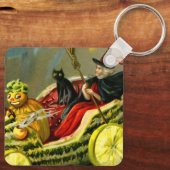 Halloween zwarte kat en heks Sleutelhanger (Achterkant)