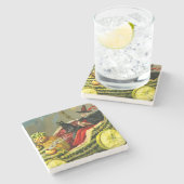  Halloween zwarte kat en heks Stenen Onderzetter (Zijkant)