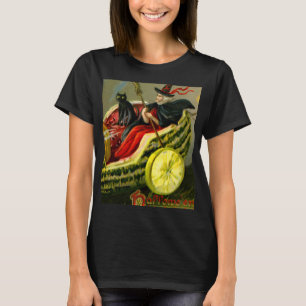 Halloween zwarte kat en heks T-shirt
