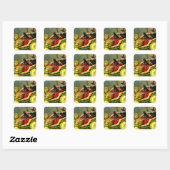 Halloween zwarte kat en heks Vierkante Sticker (Vel)