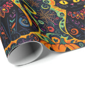 Halloween zwarte kat en pompoen inpakpapier (Rol Hoek)