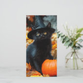 Halloween Zwarte Kat en Pompoen Kaart (Staand voorkant)