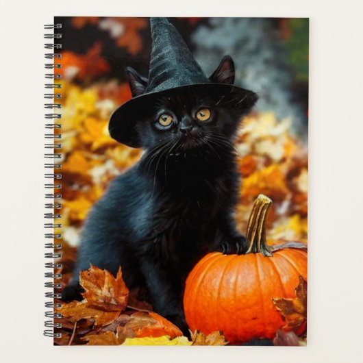 Halloween Zwarte Kat en Pompoen Planner (Voorkant)