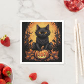 Halloween | Zwarte kat en pompoen Servet (Insitu)