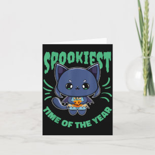 Halloween Zwarte Kat En Pompoen Voor Horror Fans Kaart