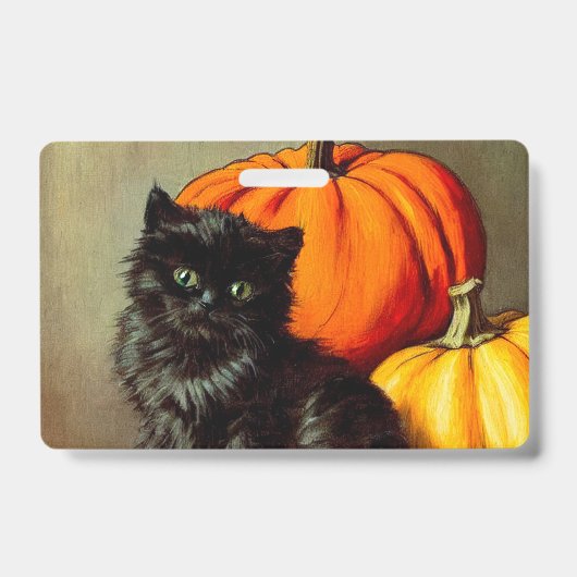  Halloween zwarte kat en pompoenen Badge (Voorzijde)