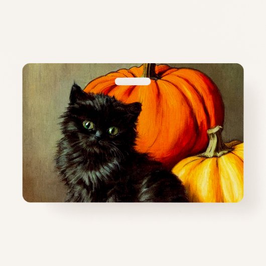  Halloween zwarte kat en pompoenen Badge (Voorkant)