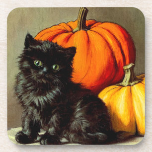 Halloween zwarte kat en pompoenen Bier Onderzetter