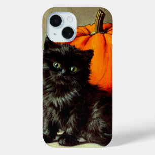 Halloween zwarte kat en pompoenen iPhone 15 Case