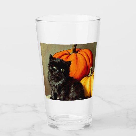 Halloween zwarte kat en pompoenen Glas (Voorkant)