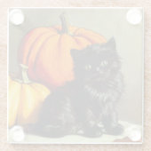  Halloween zwarte kat en pompoenen Glazen Onderzetter (Achterkant)