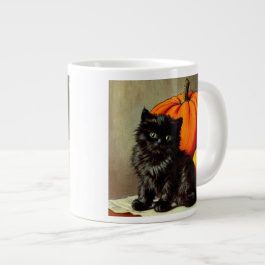  Halloween zwarte kat en pompoenen Grote Koffiekop (Voorkant rechts)