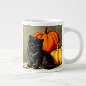 Halloween zwarte kat en pompoenen Grote Koffiekop (Rechts)