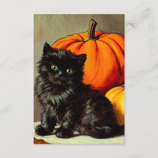  Halloween zwarte kat en pompoenen Informatiekaartje (Voorkant)