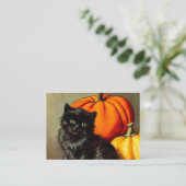 Halloween zwarte kat en pompoenen Informatiekaartje (Staand voorkant)