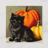  Halloween zwarte kat en pompoenen Informatiekaartje (Voorkant)
