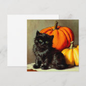 Halloween zwarte kat en pompoenen Kaart (Voorkant / Achterkant)