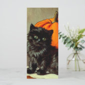  Halloween Zwarte Kat en Pompoenen Kaart (Staand voorkant)