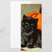  Halloween Zwarte Kat en Pompoenen Kaart (Voorkant / Achterkant)
