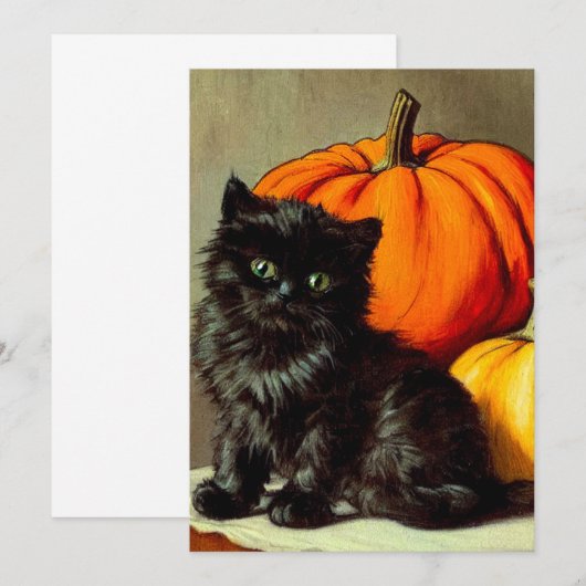  Halloween zwarte kat en pompoenen Kaart (Voorkant / Achterkant)