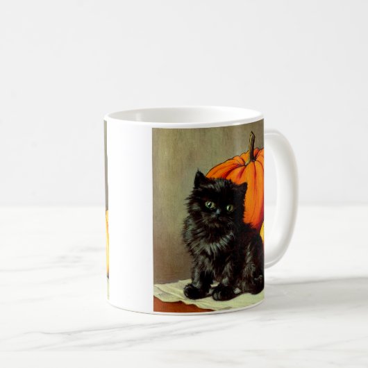 Halloween zwarte kat en pompoenen Koffiemok (Voorkant rechts)