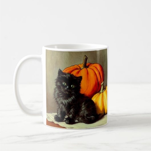  Halloween zwarte kat en pompoenen Koffiemok (Links)