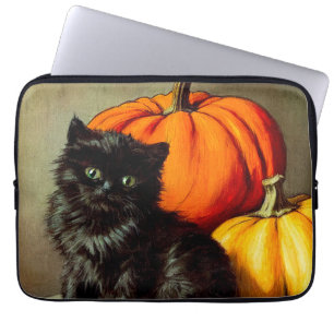 Halloween zwarte kat en pompoenen Laptop Sleeve