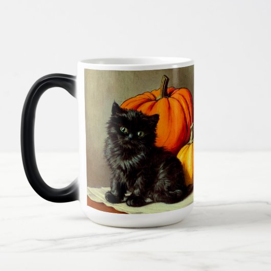  Halloween zwarte kat en pompoenen Magische Mok (Links)