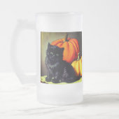  Halloween zwarte kat en pompoenen Matglas Bierpul (Links)