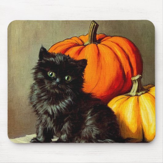  Halloween zwarte kat en pompoenen Muismat (Voorkant)