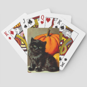  Halloween zwarte kat en pompoenen Pokerkaarten