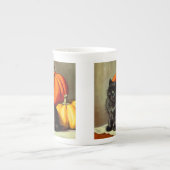  Halloween zwarte kat en pompoenen Porselein Kop (Voorkant)