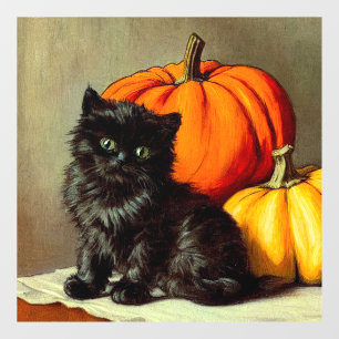 Halloween zwarte kat en pompoenen Raamsticker