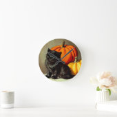 Halloween zwarte kat en pompoenen Ronde Klok (Huis)