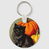  Halloween zwarte kat en pompoenen Sleutelhanger (Achterkant)