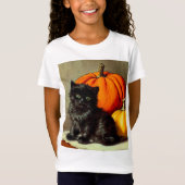  Halloween zwarte kat en pompoenen T-shirt (Voorkant)