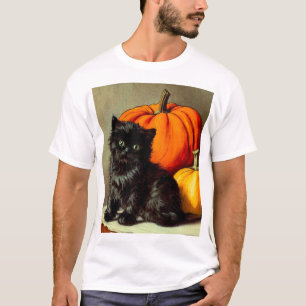 Halloween zwarte kat en pompoenen T-shirt
