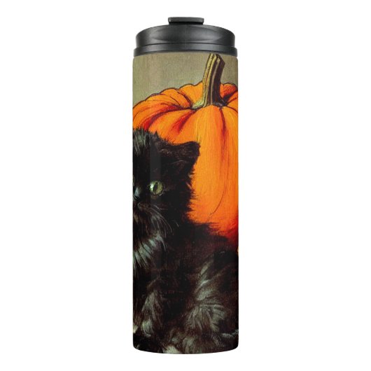 Halloween zwarte kat en pompoenen Thermosbeker (Voorkant)