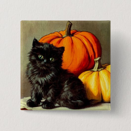  Halloween zwarte kat en pompoenen Vierkante Button 5,1 Cm (Voorkant)